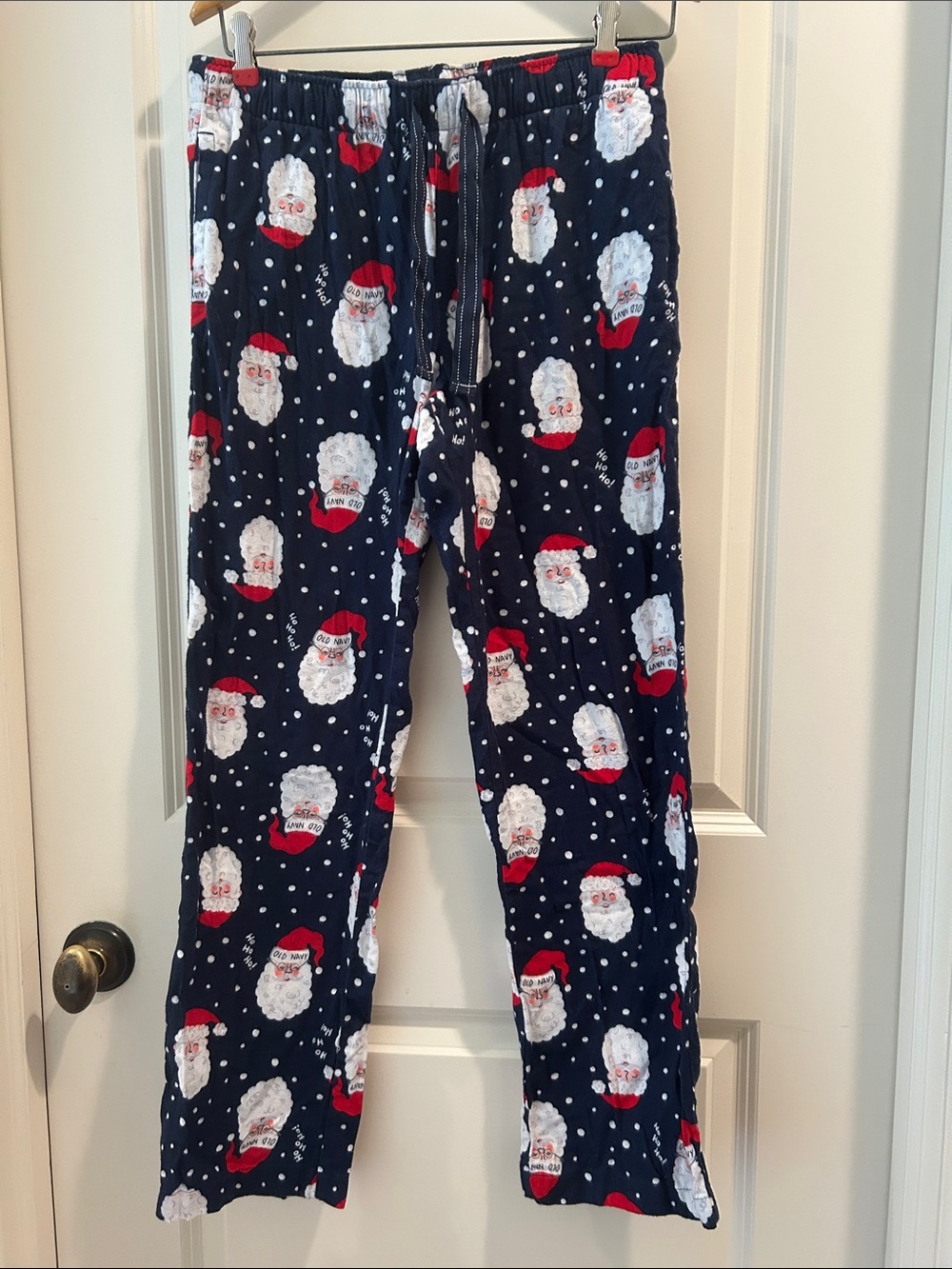 Old Navy Santa Print Graphic Drawstring Flannel Pajama Lounge Pants w/Pocket S
